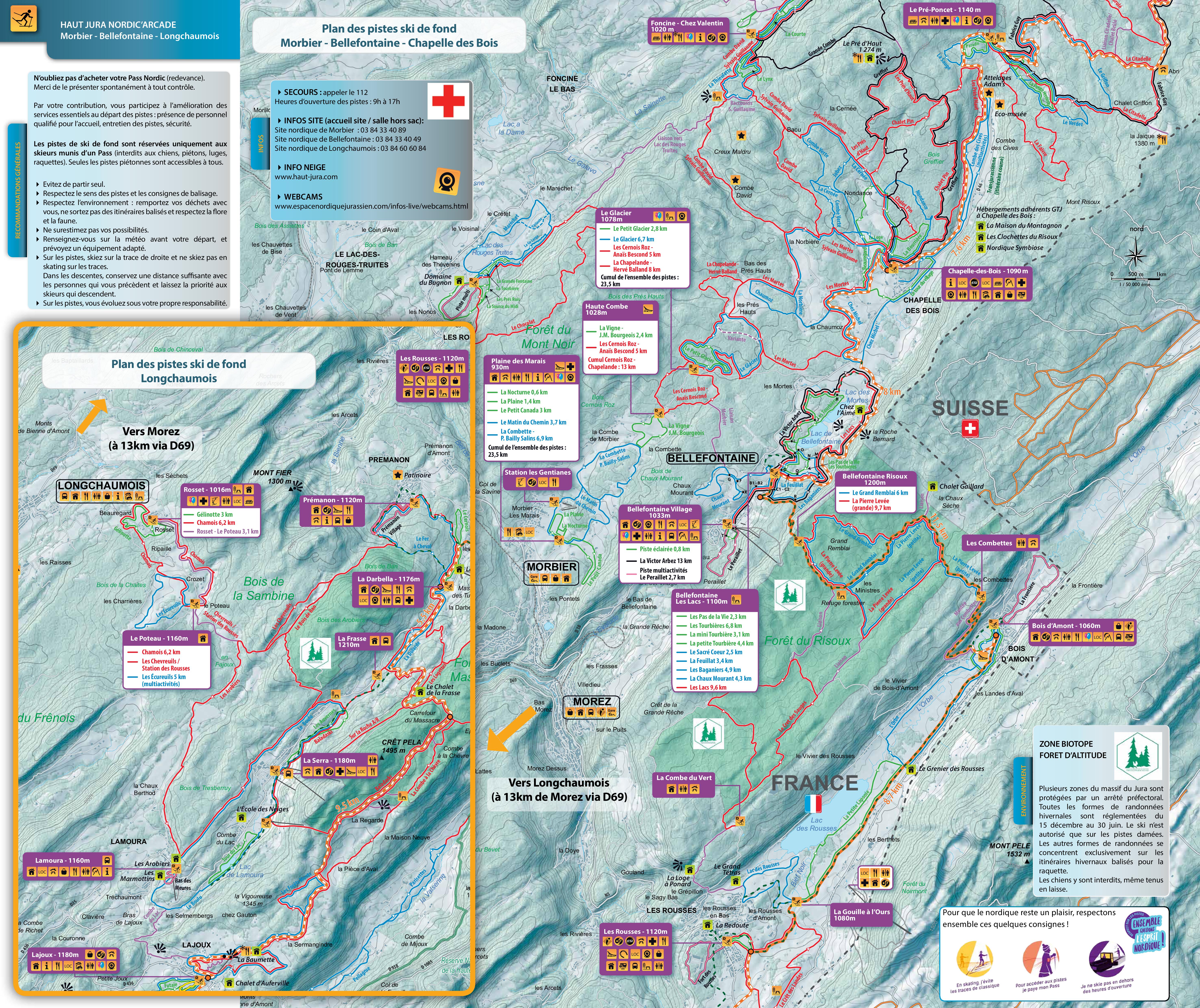 Plan des pistes Ski de fond- Nordic'Arcade 