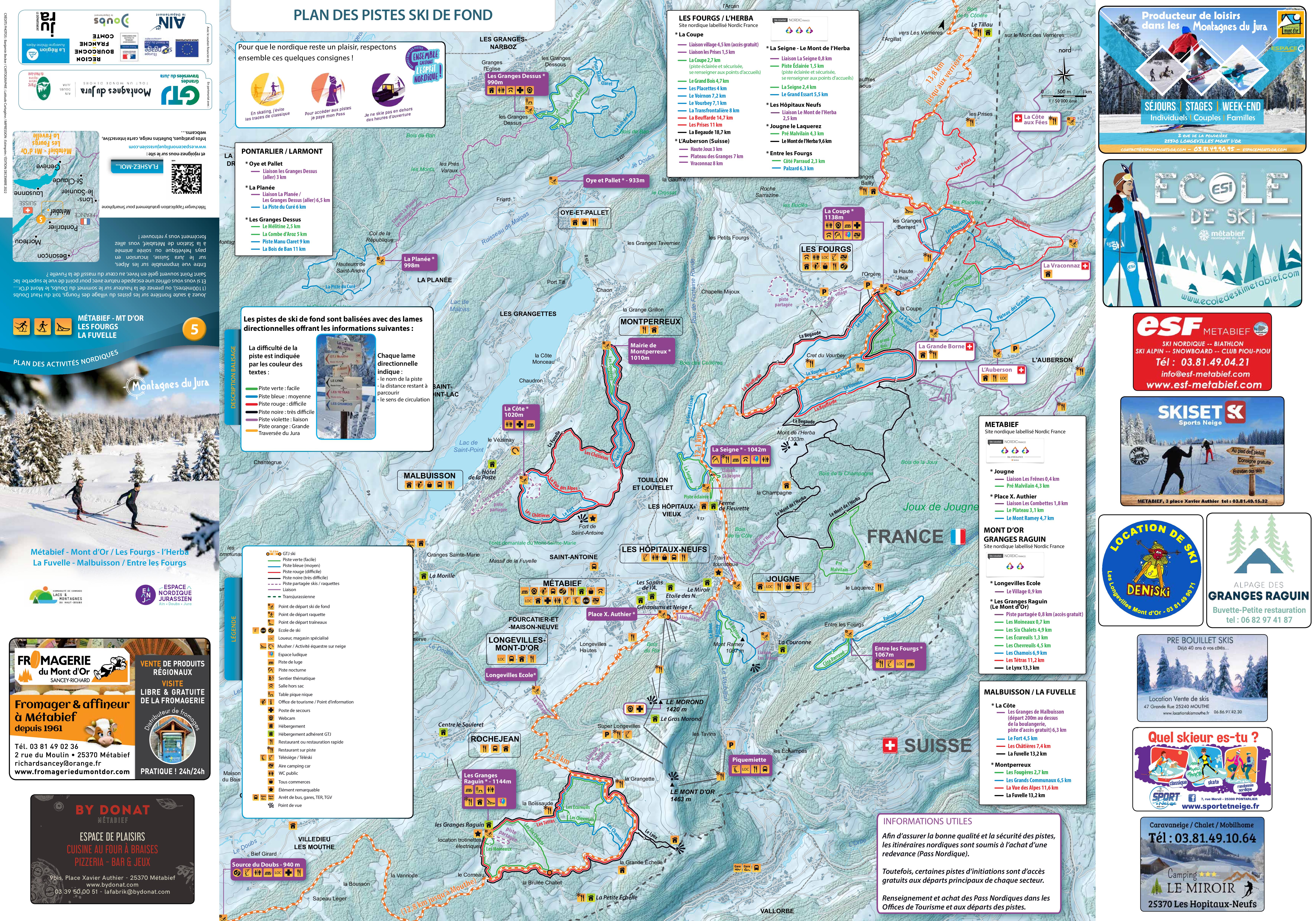 Plan de piste ski de fond Les Fourgs L'Herba 