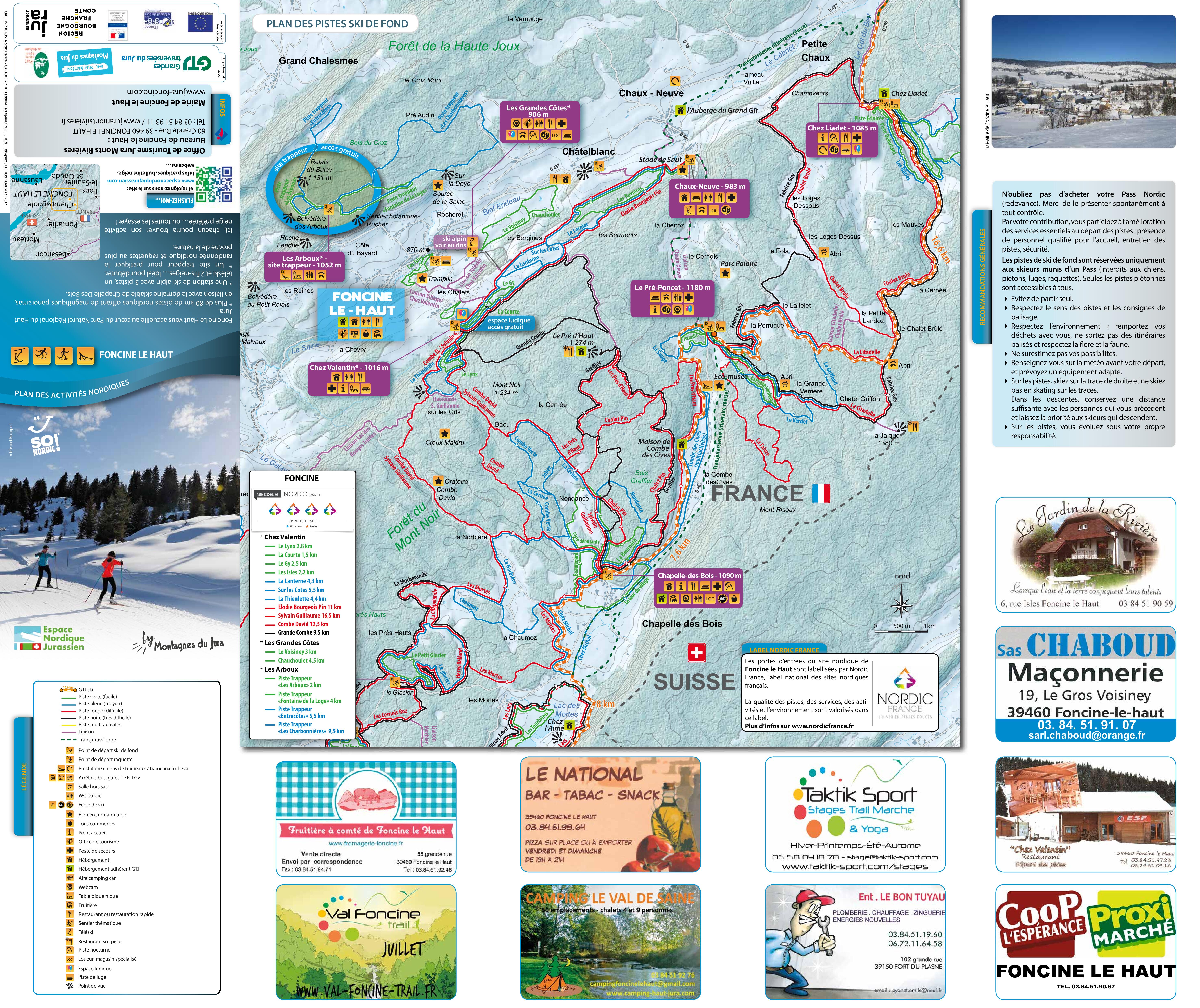 Plan des pistes ski de fond Foncine le Haut 