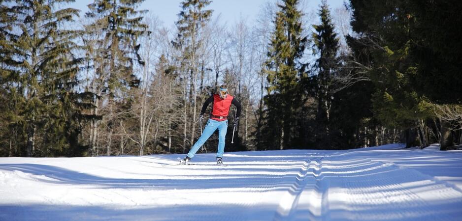 A fond le ski de fond sur la route des crêtes
