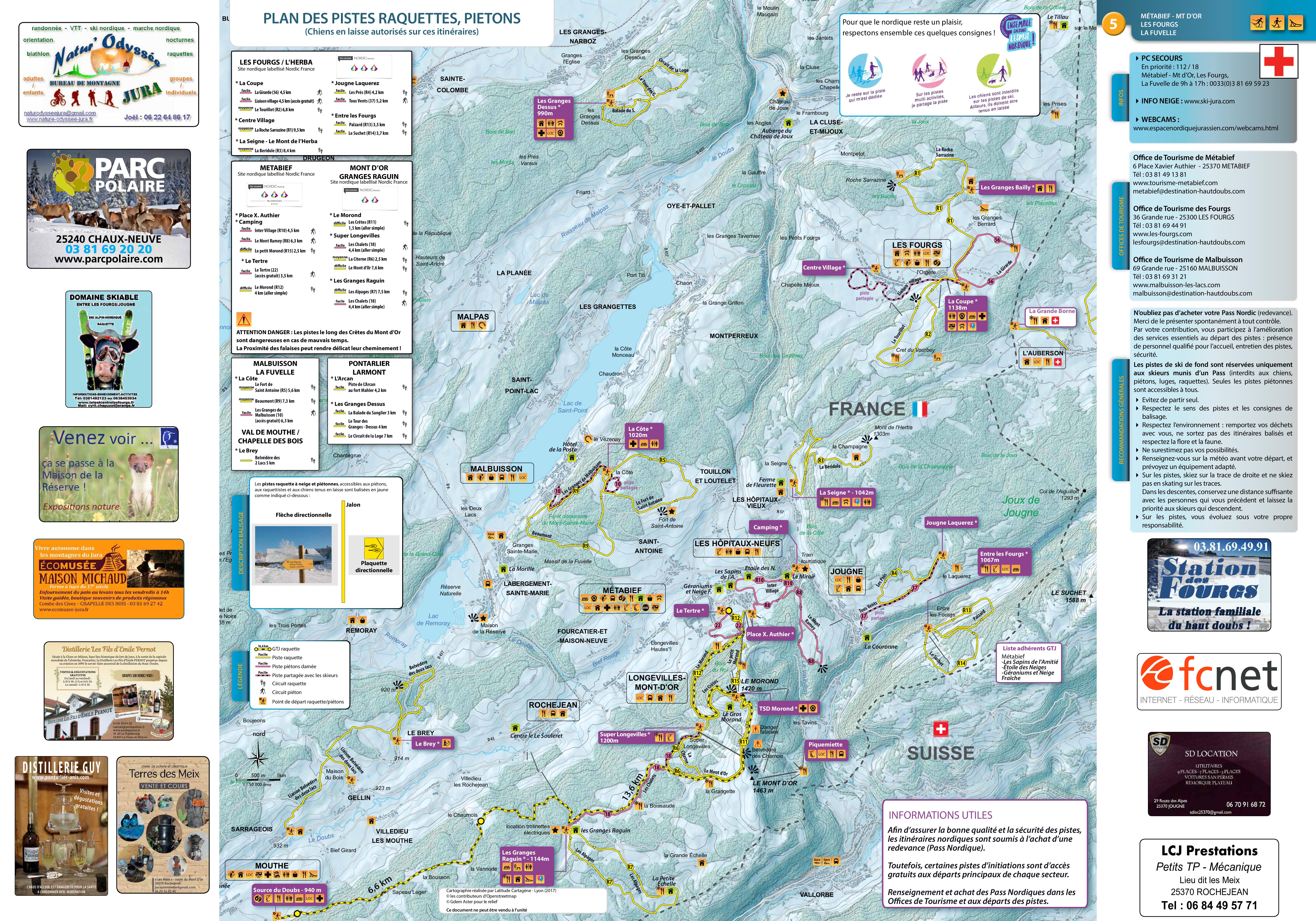 Plan de piste raquettes Malbuisson la Fuvelle 