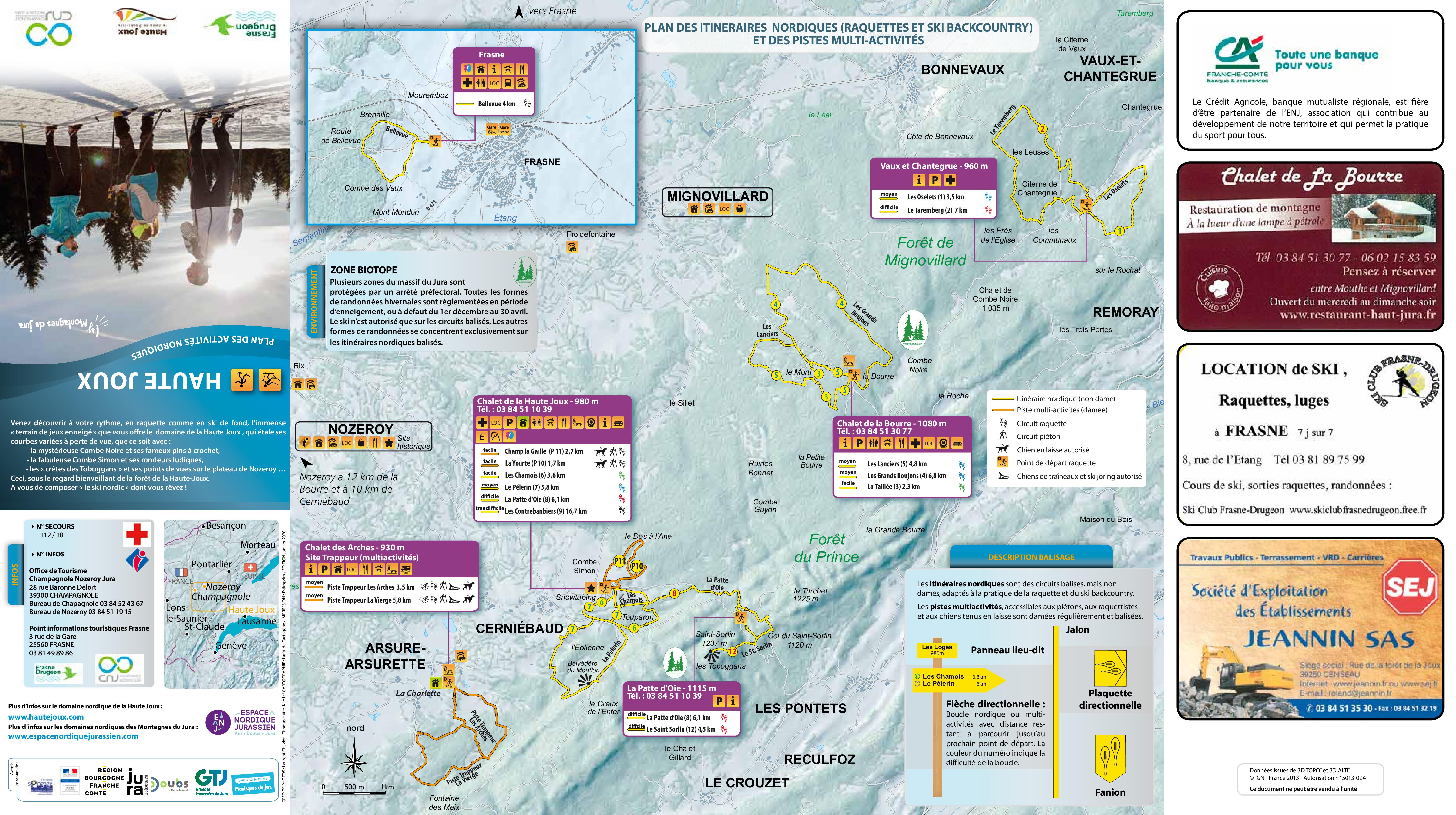 Plan de pistes raquette Haute Joux