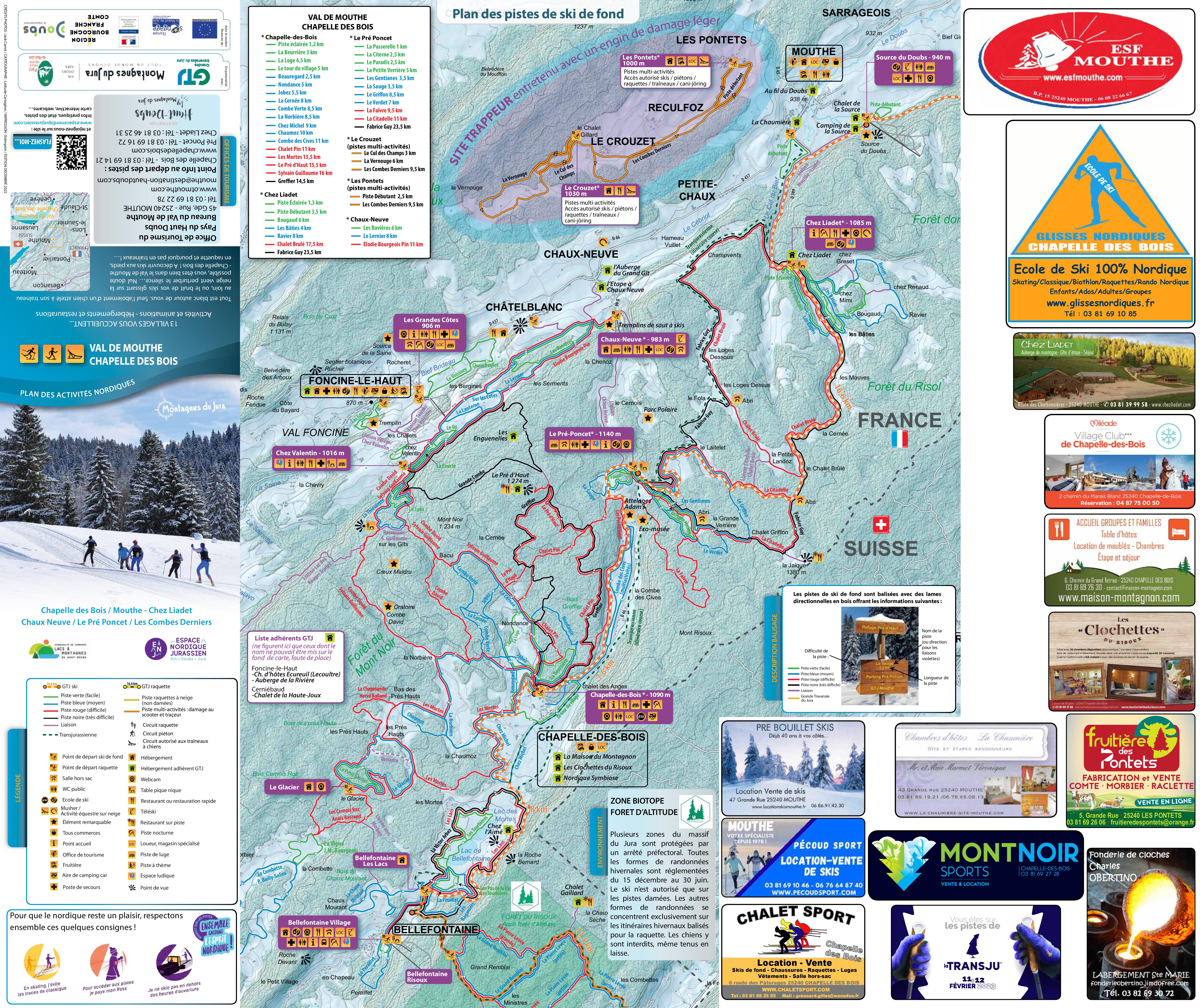 Plan de piste ski de fond Val de Mouthe Chapelle des Bois