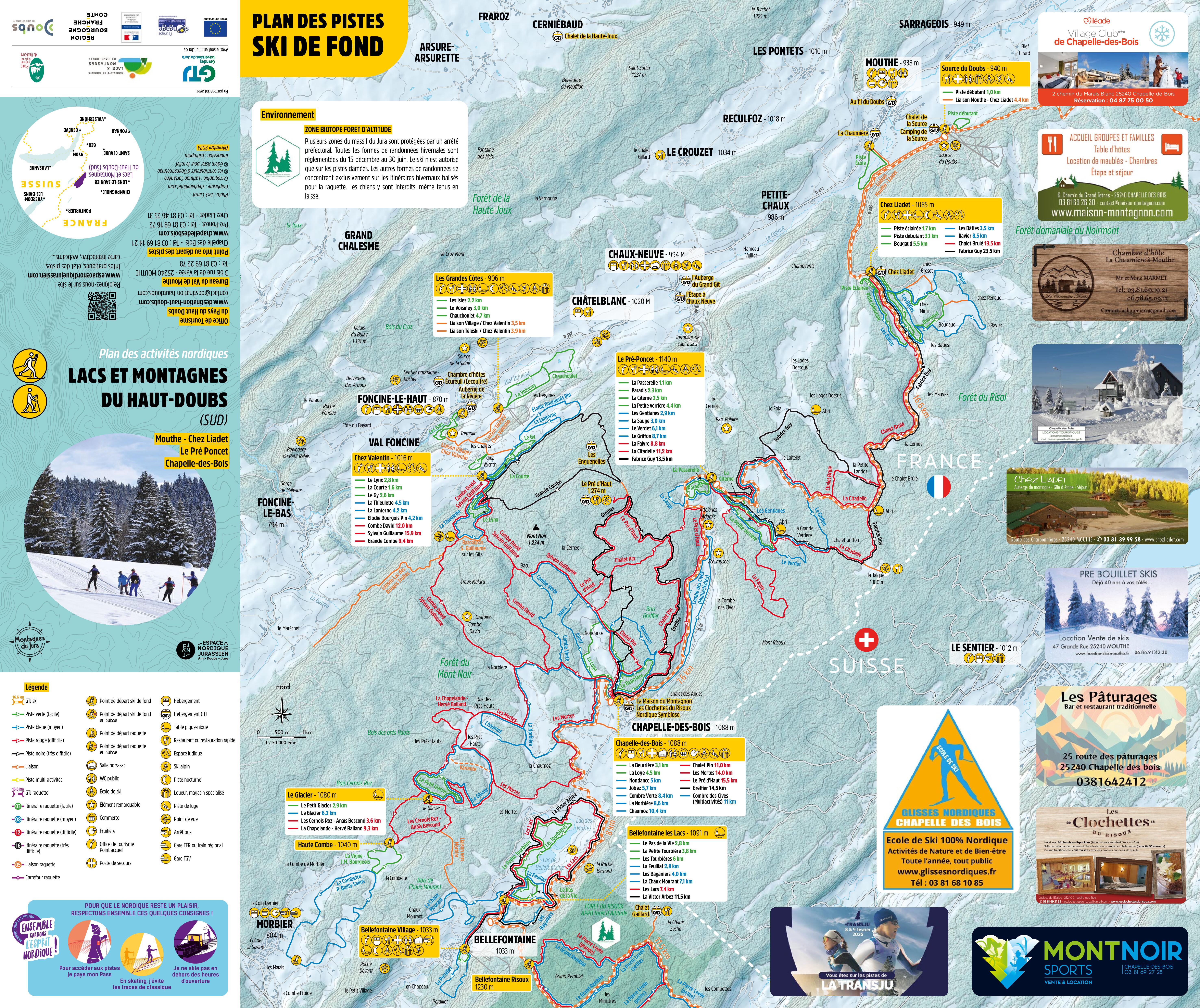 Plan de piste ski de fond Val de Mouthe Chapelle des Bois