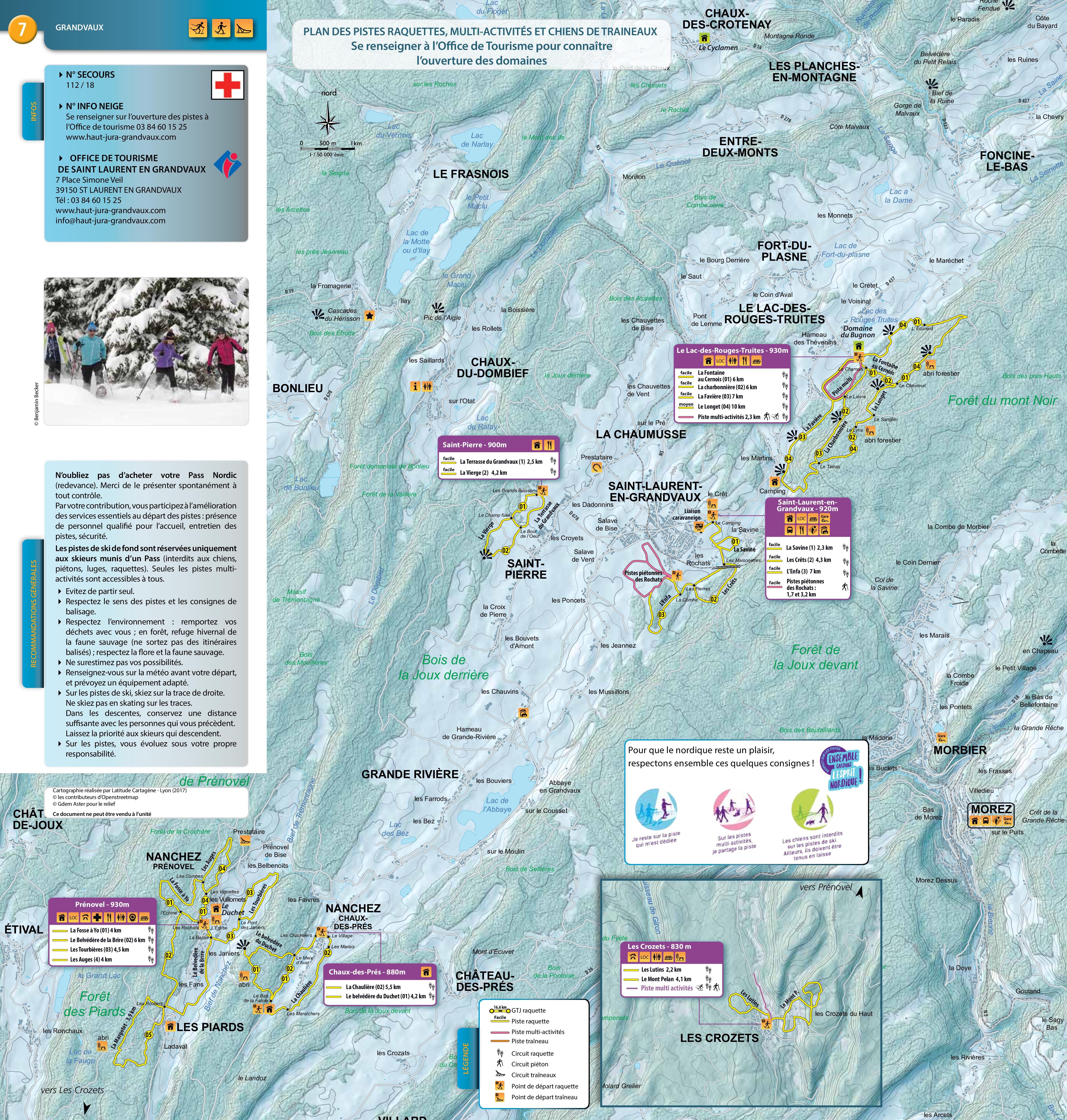 Plan de piste raquettes Les Crozets - Grandvaux 