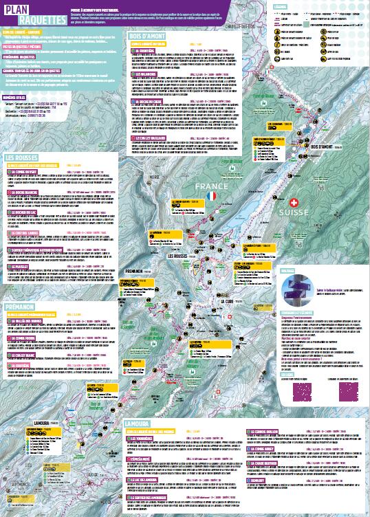 Plan de pistes raquettes Station des Rousses