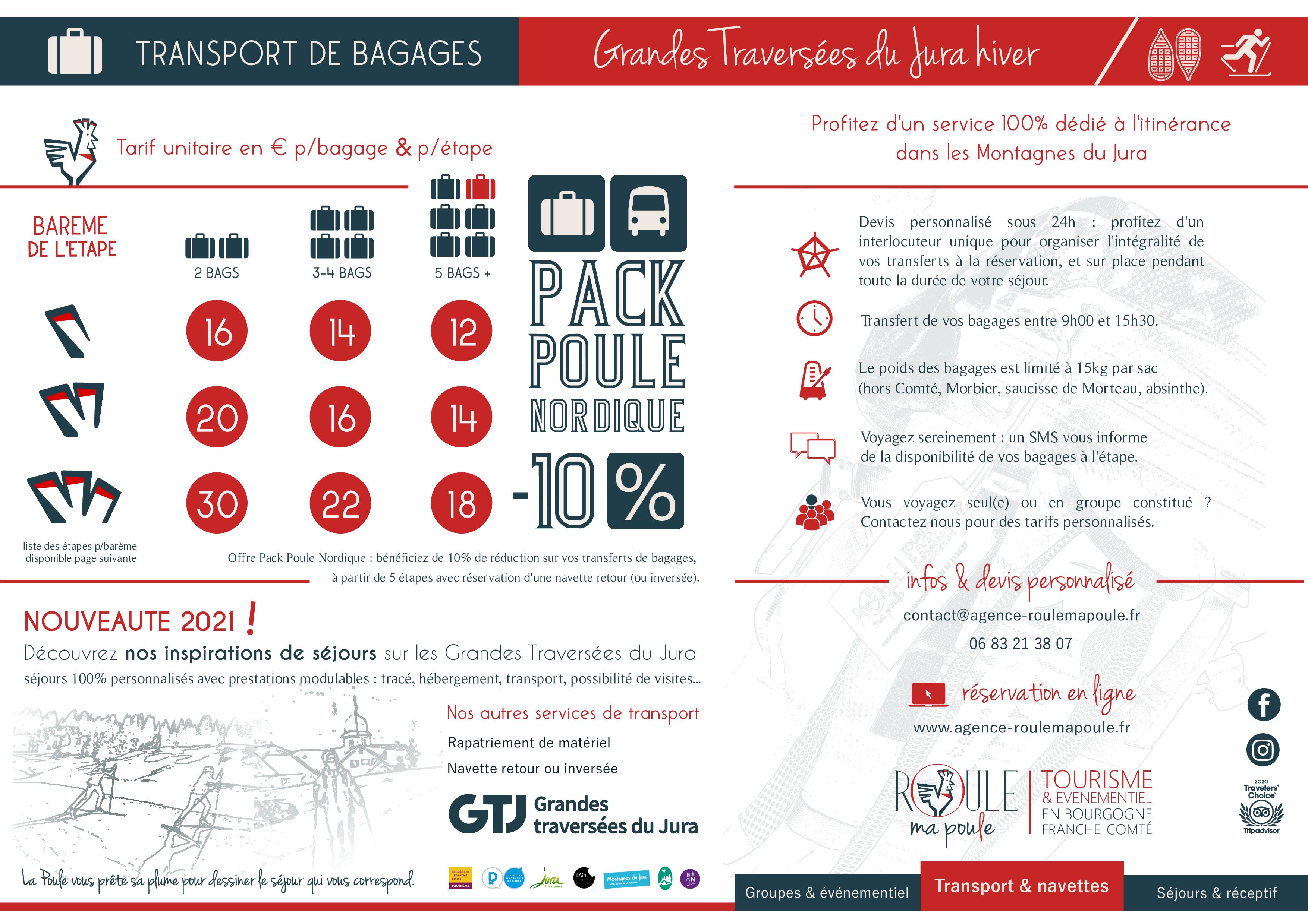 GTJ HIVER Transfert de bagages - Grille tarifaire 2021 