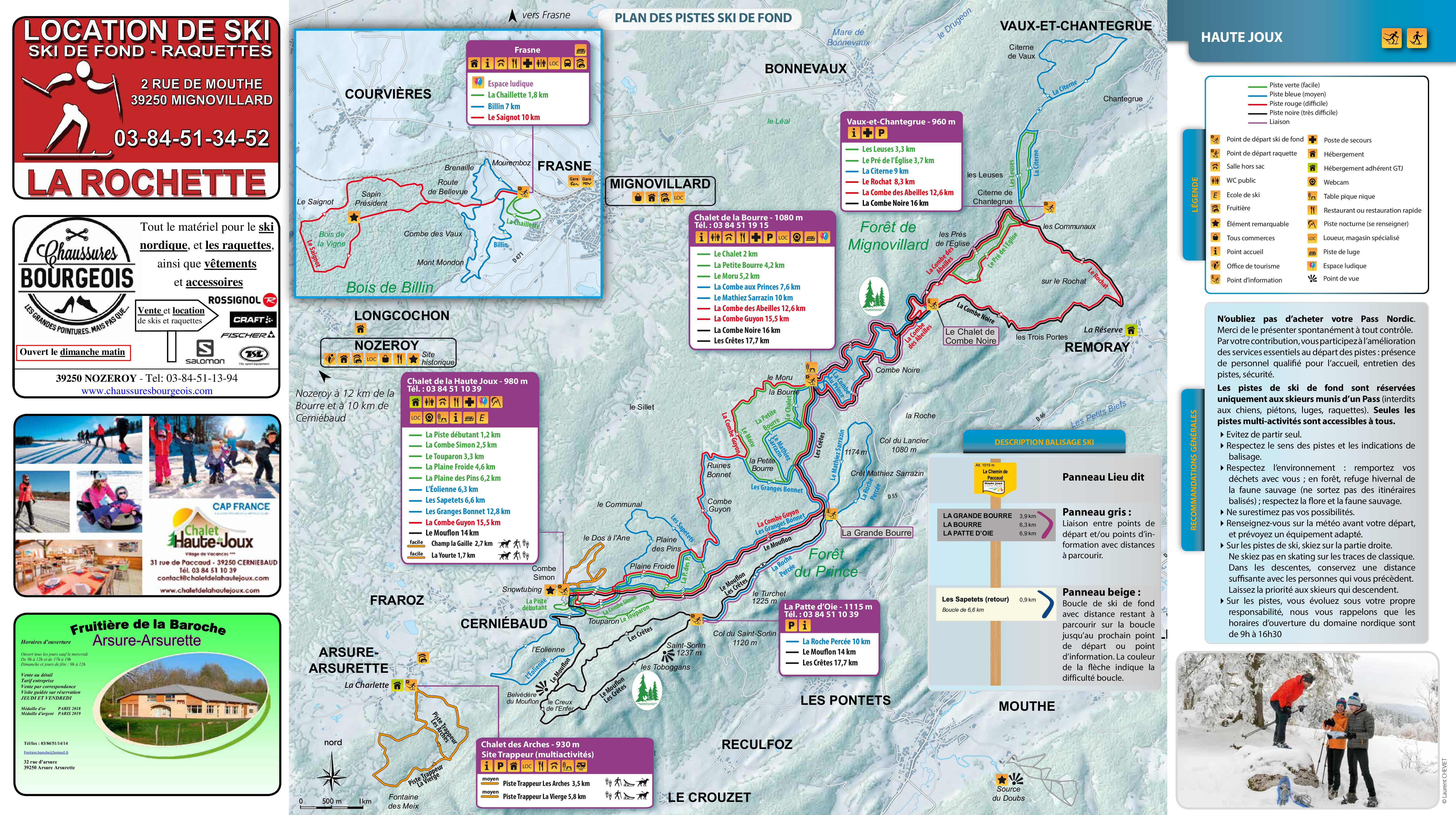 Plan de pistes ski de fond Haute Joux