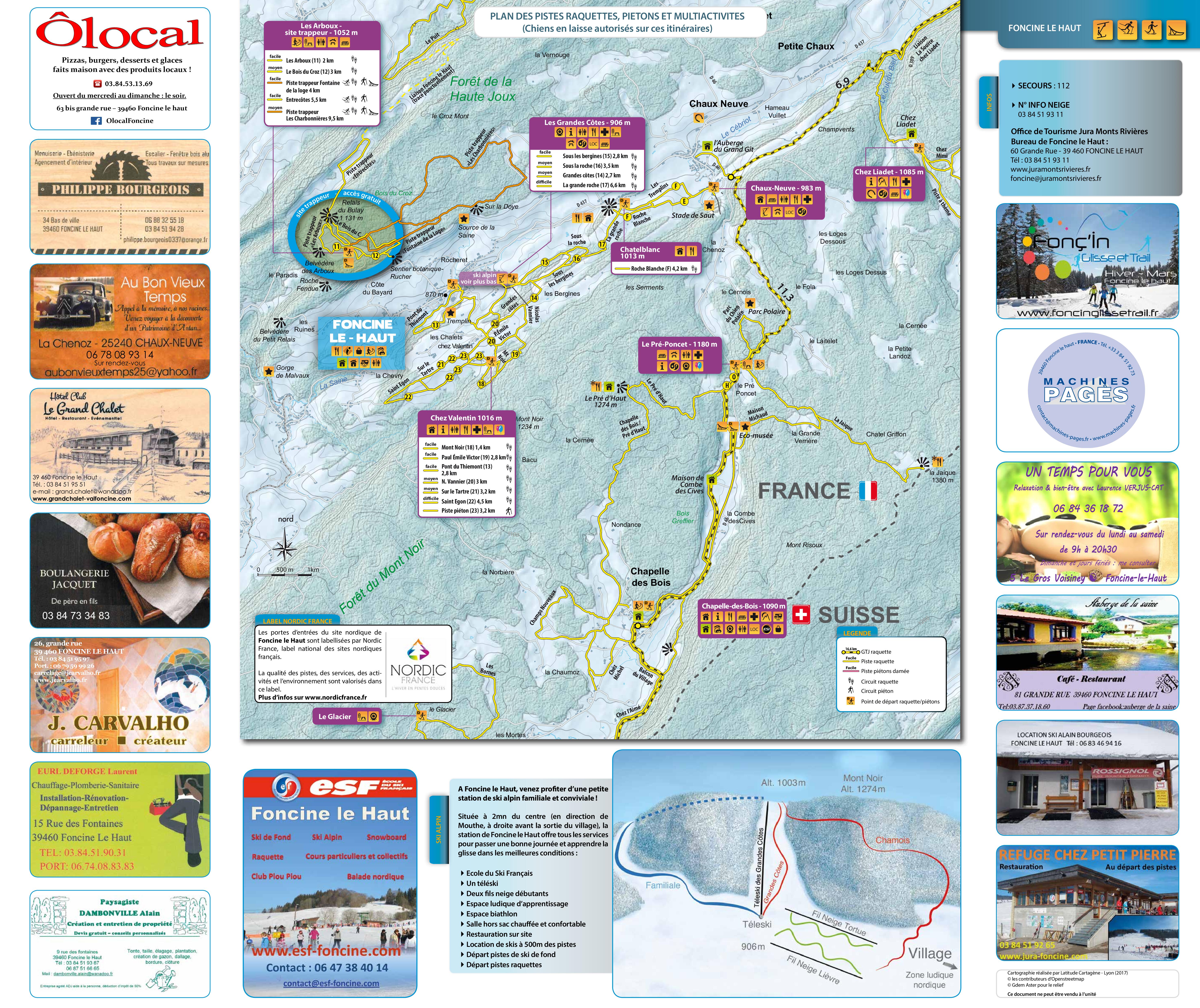 Plan des pistes raquette Foncine le Haut 