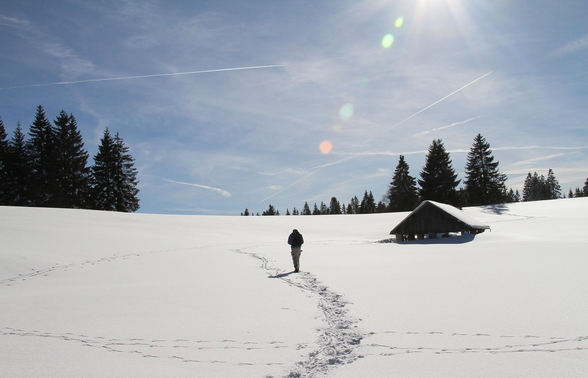 Promeneur sur le Mont de l'Herba en hiver  Ⓒ  J GOMEZ