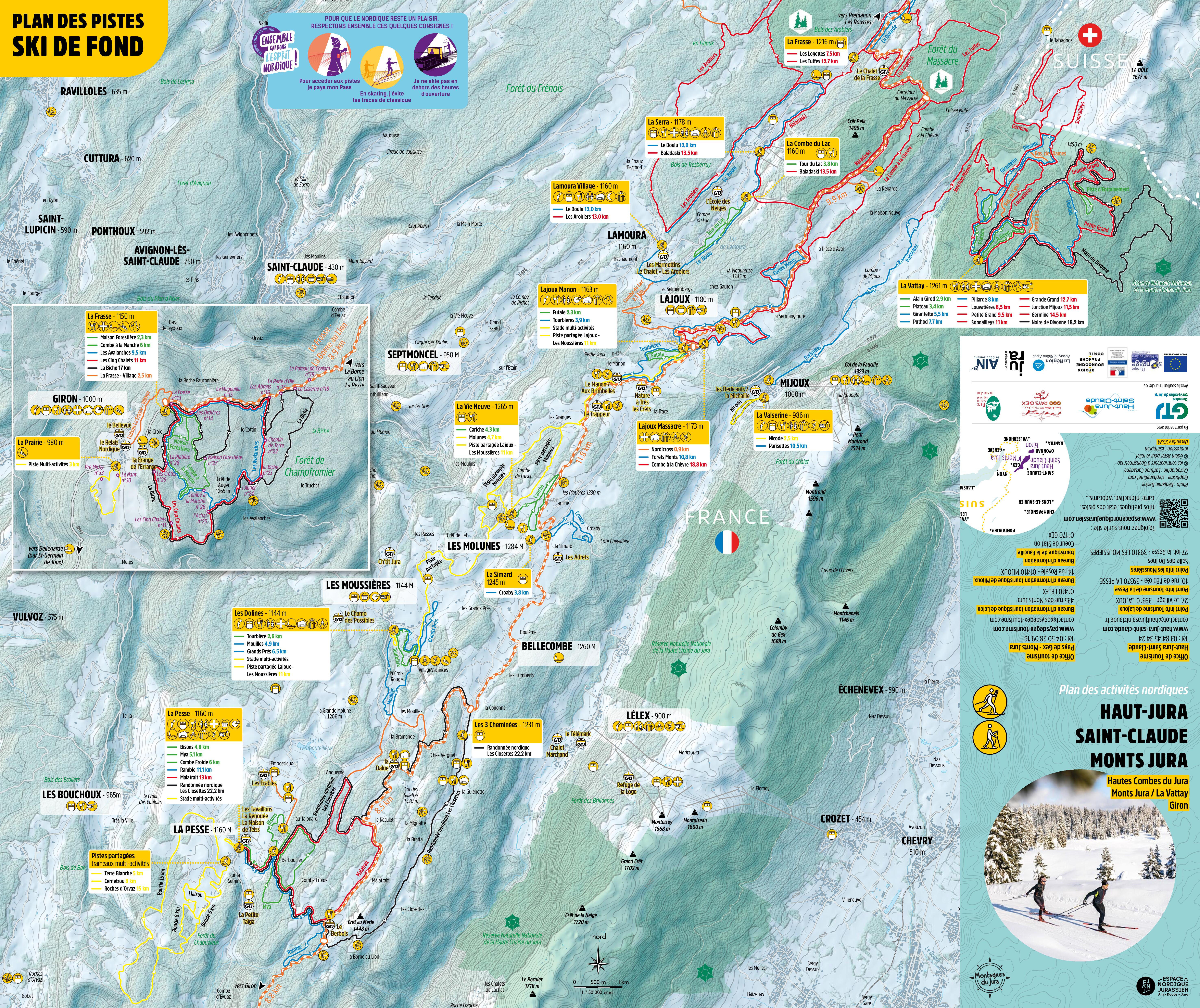 Plan des pistes ski de fond Hautes Combes